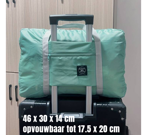 Allernieuwste.nl® Opvouwbare Reistas Weekendtas Op Koffer Standtas Reis Tas Handbaggage Opbergtas Sporttas - 46 x 30 x 14 cm Kleur Groen