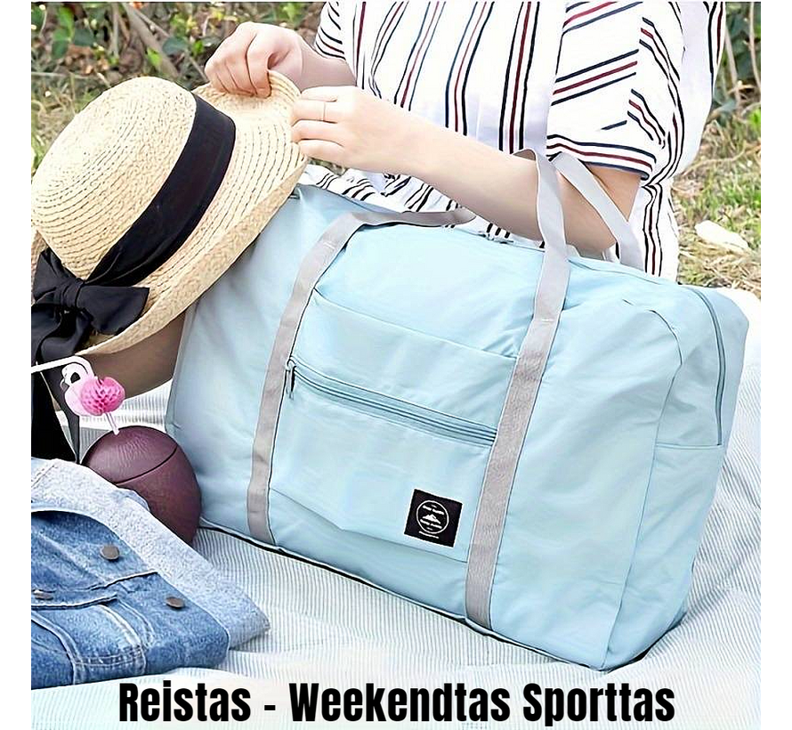 Opvouwbare Reistas Weekendtas Op Koffer Standtas Reis Tas Handbaggage Opbergtas Sporttas - 46 x 30 x 14 cm Kleur Groen