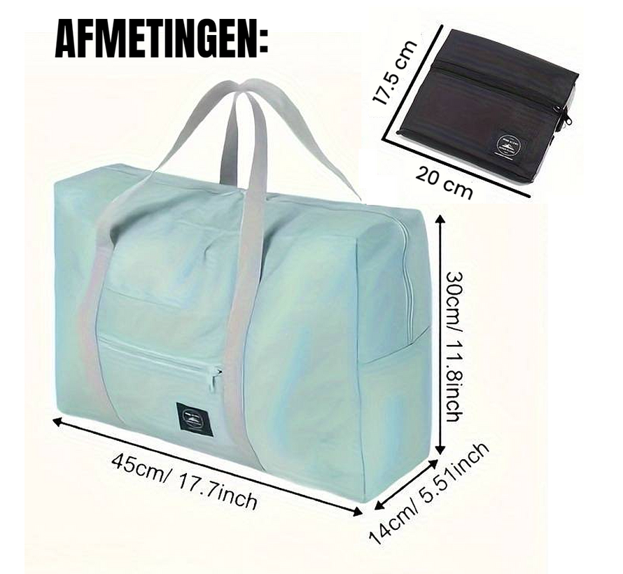 Opvouwbare Reistas Weekendtas Op Koffer Standtas Reis Tas Handbaggage Opbergtas Sporttas - 46 x 30 x 14 cm Kleur Groen