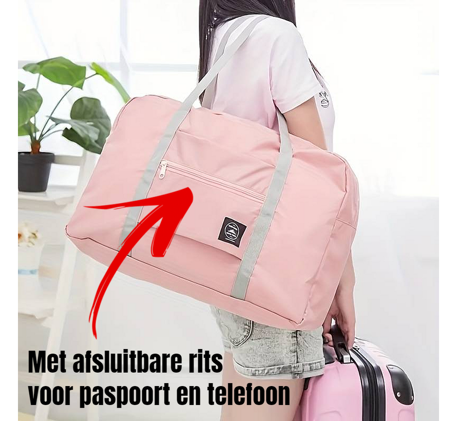 Opvouwbare Reistas Weekendtas Op Koffer Standtas Reis Tas Handbaggage Opbergtas Sporttas - 46 x 30 x 14 cm Kleur Groen