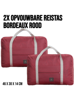 Allernieuwste.nl® 2 Stuks Opvouwbare Reistas Weekendtas - 46 x 30 x 14 cm - Bordeaux Rood