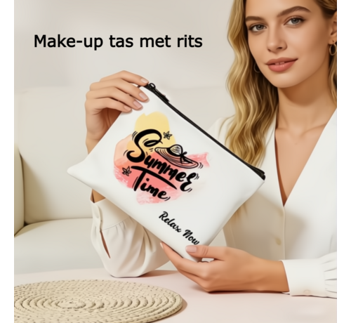 LaGloss LaGloss® Zomerse Toilettas Make-up Tas Beige met Rits – Cosmeticatas Summer Time