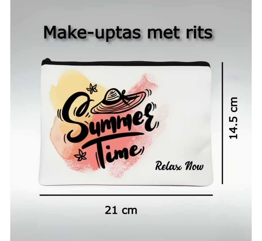 LaGloss® Zomerse Toilettas Make-up Tas Beige met Rits – Cosmeticatas Summer Time