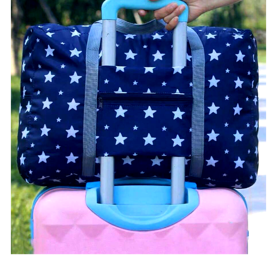 Allernieuwste.nl® Opvouwbare Reistas Blauw + Sterren - Handbagage Weekendtas - 46x29x14cm %% - Copy