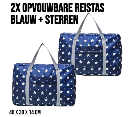 Allernieuwste.nl® Allernieuwste.nl® Opvouwbare Reistas Blauw + Sterren - Handbagage Weekendtas - 46x29x14cm %% - Copy