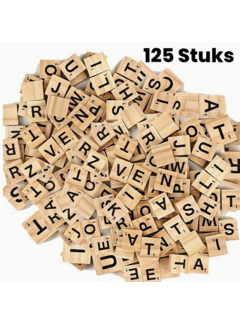 Allernieuwste.nl® 125 STUKS Houten Scrabble Letters met Letterwaarde