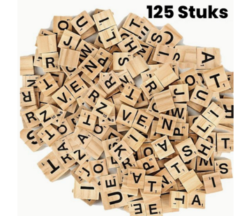 Allernieuwste.nl® 125 STUKS Houten Scrabble Letters met Letterwaarde