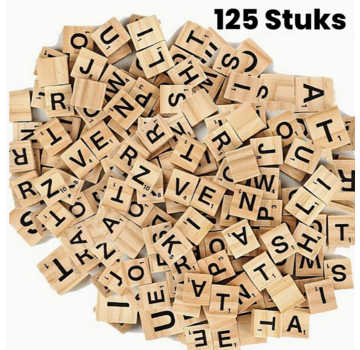 Allernieuwste.nl® 125 STUKS Houten Scrabble Letters met Letterwaarde