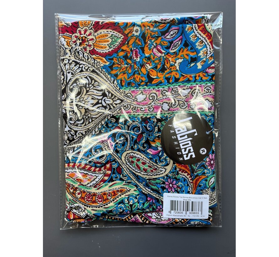 LaGloss® Paisley Top Dames Mouwloos – Tanktop Bohemian Zomertop met V-Hals – Luchtig & Elegant – Maat XXL
