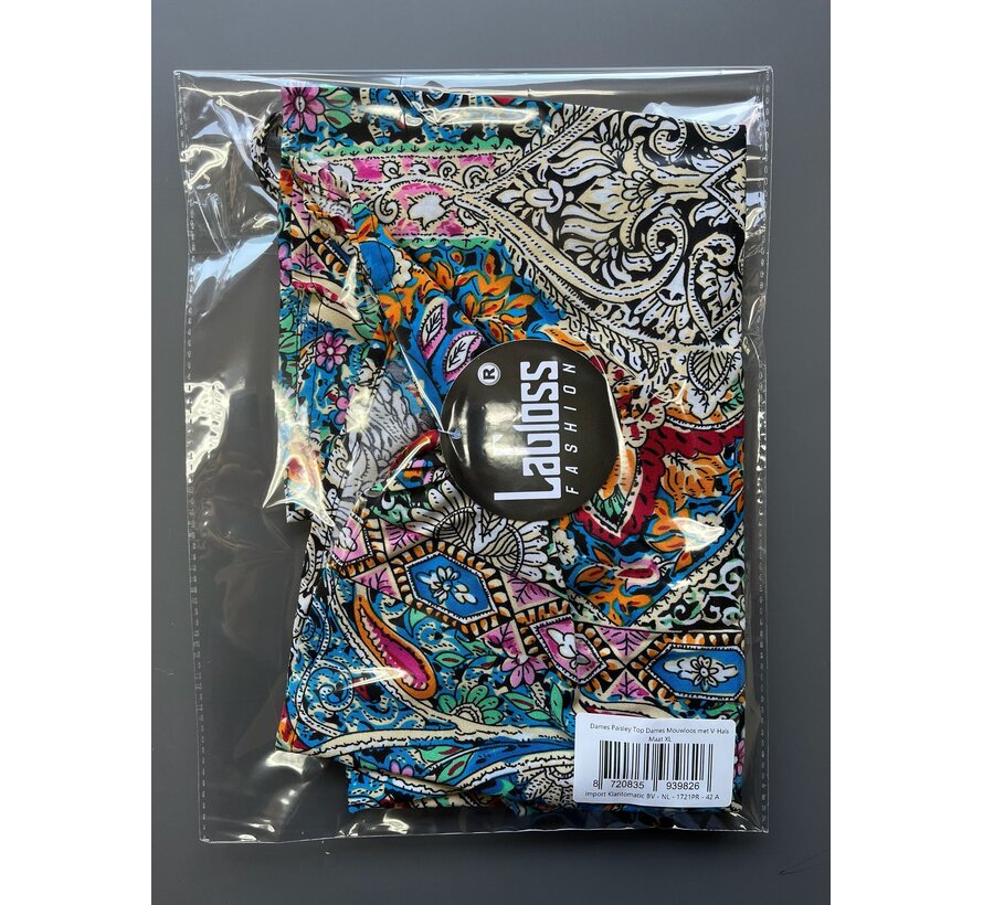 LaGloss® Paisley Top Dames Mouwloos – Tanktop Bohemian Zomertop met V-Hals – Luchtig & Elegant – Maat XL
