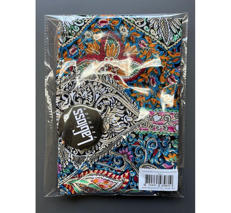 LaGloss® Paisley Top Dames Mouwloos – Tanktop Bohemian Zomertop met V-Hals – Luchtig & Elegant – Maat L