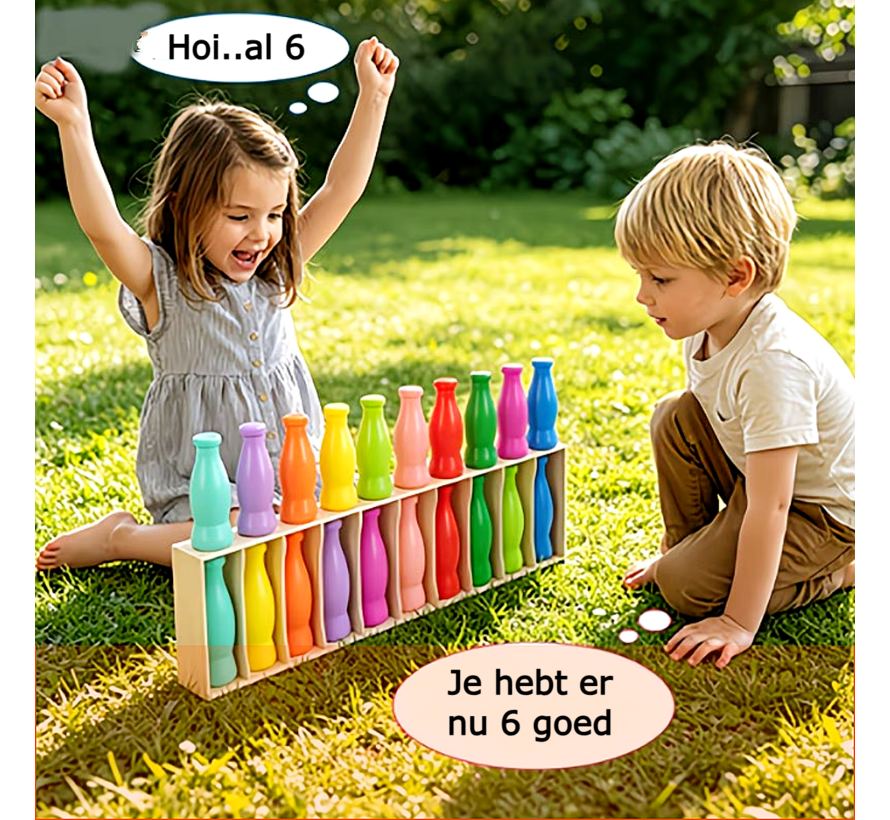 Geheugen- en Logica Flessen Spel – Kleuren Matchen Bordspel voor Kinderen, Tieners & Volwassenen – Educatief Familiespel met 20 Gekleurde Flesjes – Memory & Concentratie Spel