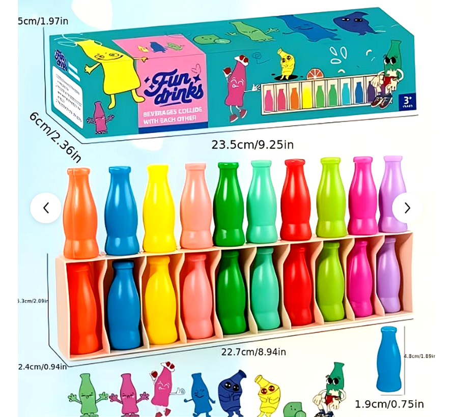 Geheugen- en Logica Flessen Spel – Kleuren Matchen Bordspel voor Kinderen, Tieners & Volwassenen – Educatief Familiespel met 20 Gekleurde Flesjes – Memory & Concentratie Spel