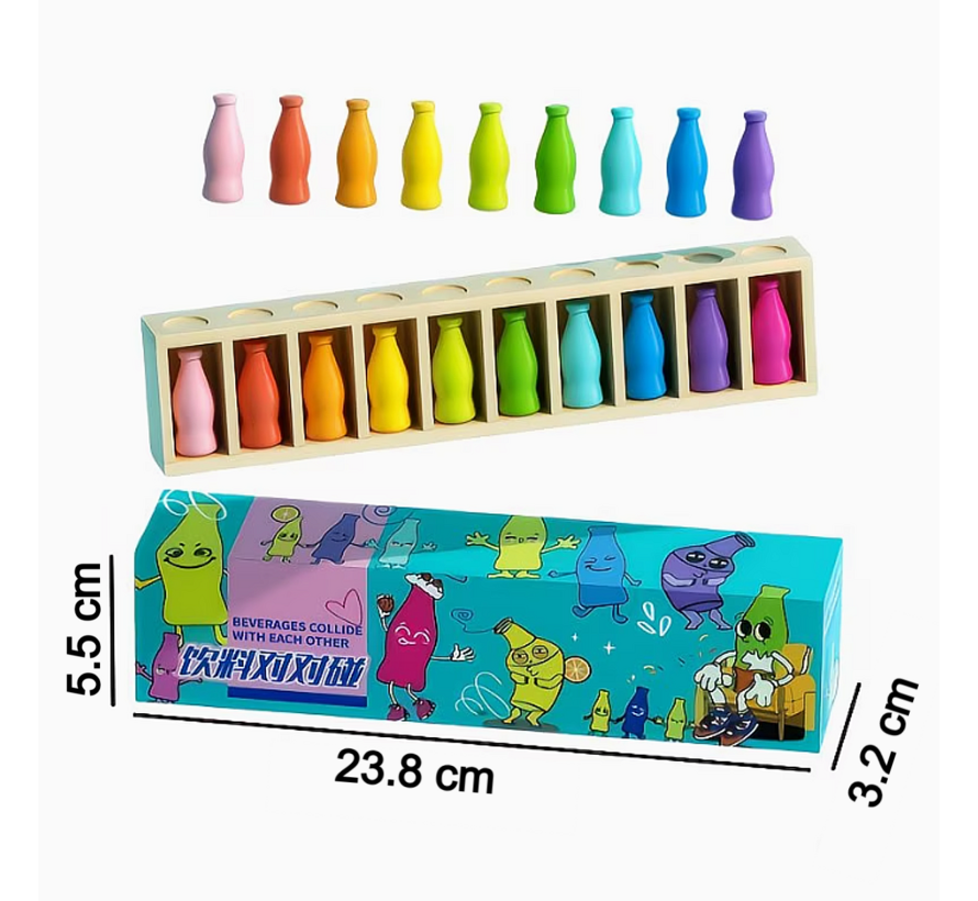 Geheugen- en Logica Flessen Spel – Kleuren Matchen Bordspel voor Kinderen, Tieners & Volwassenen – Educatief Familiespel met 20 Gekleurde Flesjes – Memory & Concentratie Spel