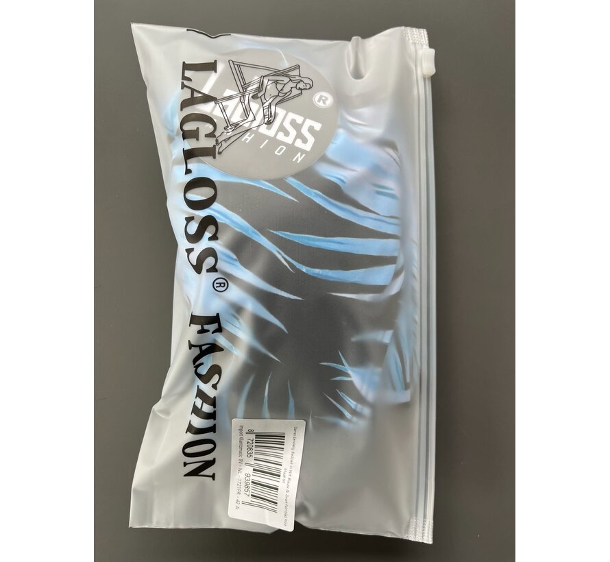 LaGloss® Dames Eendelig Badpak in Wit Blauw & Zwart Palmblad Print – Ronde Hals, Elegante Volledige Bedekking – Zwemkleding voor Strand, Zwembad & Vakantie – Maat M