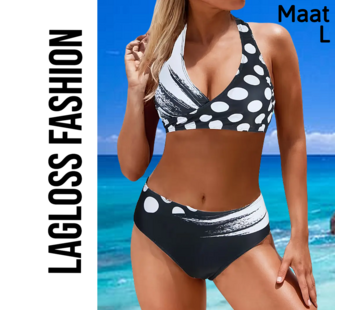 LaGloss 2-Delige Bikini Set met Zwart Wit Print Maat L