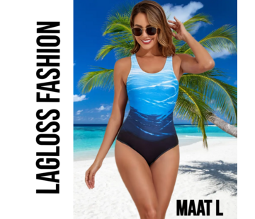 LaGloss Eendelig Oceaan Blauw Gradient Badpak Dames – Maat L