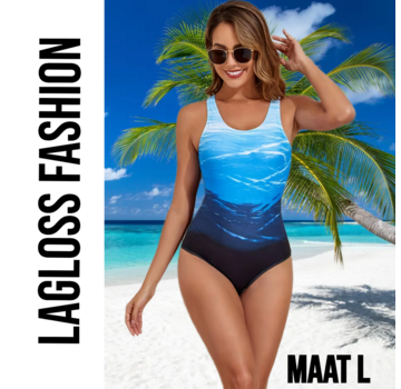 LaGloss Eendelig Oceaan Blauw Gradient Badpak Dames – Maat L