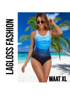 LaGloss Eendelig Oceaan Blauw Gradient Badpak Dames – Maat XL