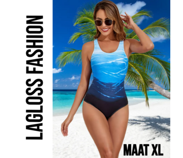 LaGloss Eendelig Oceaan Blauw Gradient Badpak Dames – Maat XL