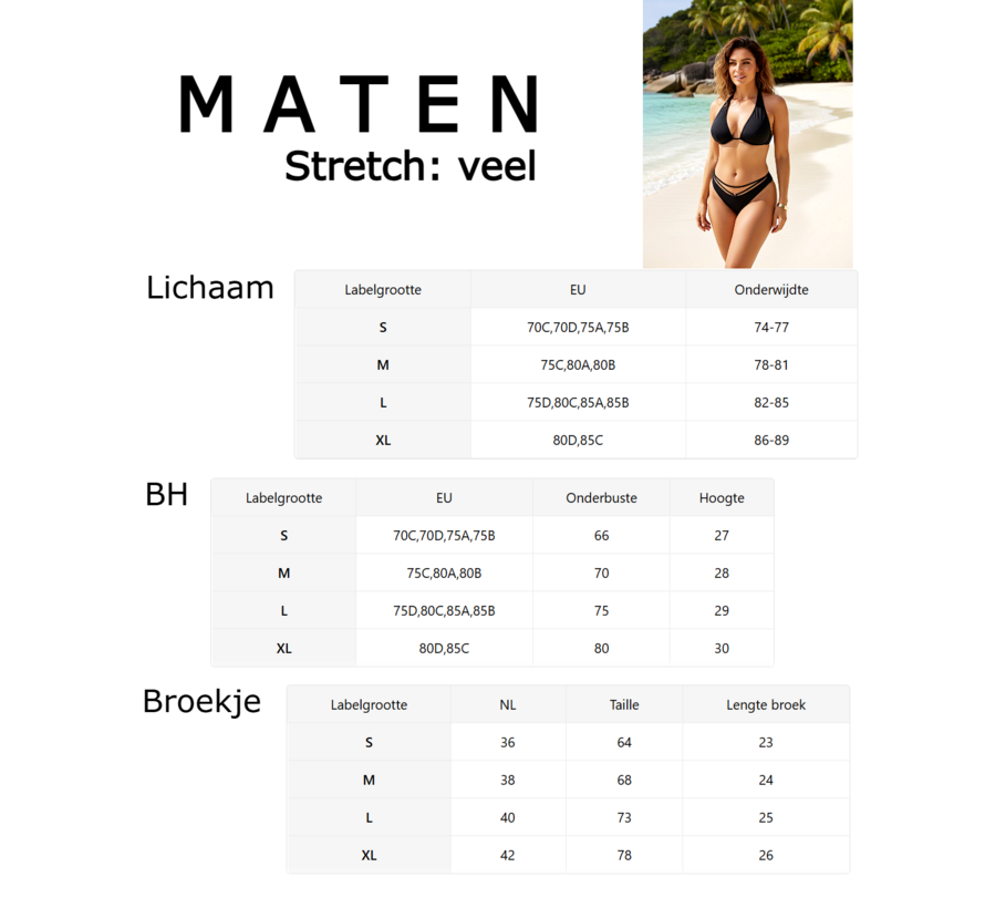LaGloss® 2-delig Zwarte Halter Bikini Set Dames met Strappy Broekje – V-Hals – Strandmode – Beach Fashion – Maat S