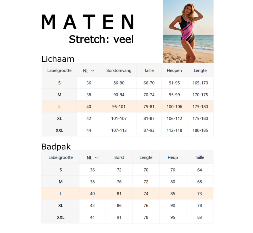 LaGloss® Eendelig Dames Zwart Magenta Badpak – Sportief – Zwempak – Zomermode – Beach Fashion – Maat M