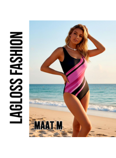 LaGloss Eendelig Dames Zwart Magenta Badpak – Maat M