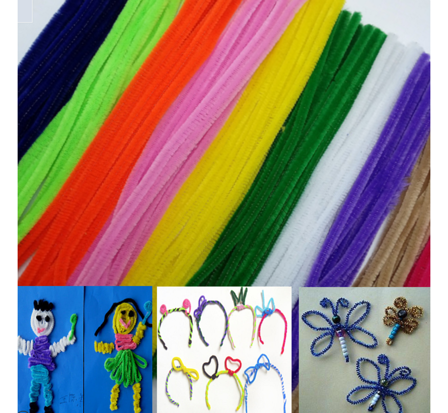 200 Stuks Chenilledraad Pijpenragers Multicolor - Chenille Draad Pijpragers 30 cm - 8 kleuren - 200 Stuks