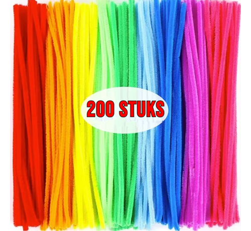 Allernieuwste.nl® 200 Stuks Chenilledraad Pijpenragers Multicolor - Chenille Draad Pijpragers 30 cm - 8 kleuren - 200 Stuks