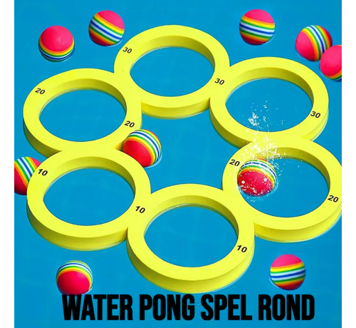 Allernieuwste.nl® 11-Delig Water Pong Zwembad Spel Rond - Werp Bal Vakantie Spel voor Kinderen en Volwassenen - Drijvend Strand Zee Bad Speeltje - Werpspel Ook Drankspel - 11 Delen