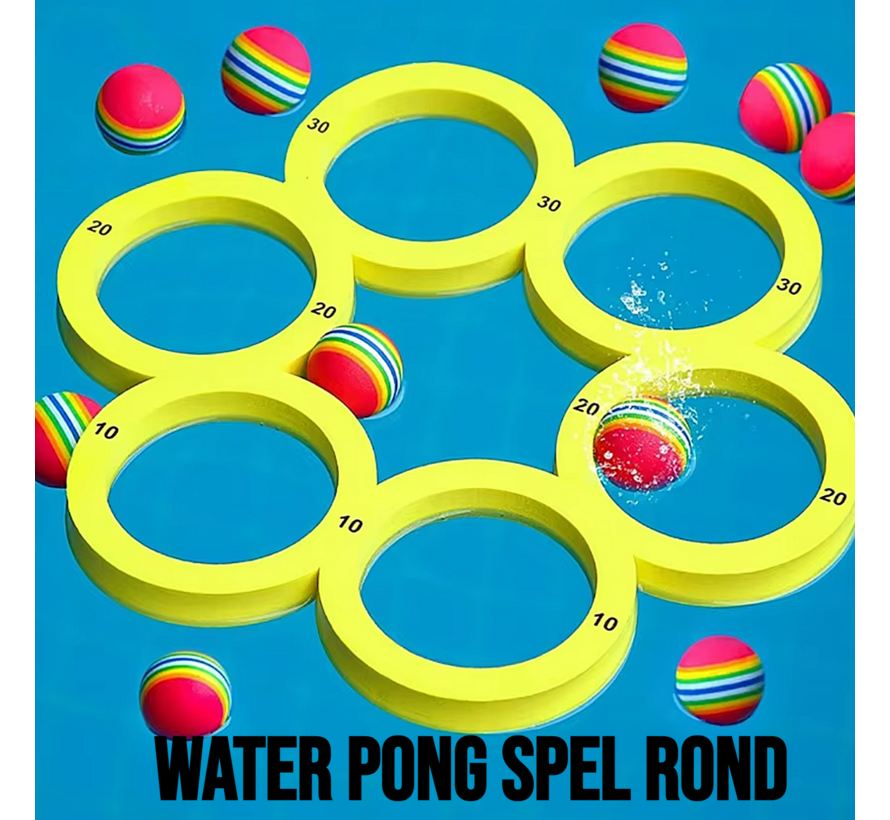 11-Delig Water Pong Zwembad Spel Rond - Werp Bal Vakantie Spel voor Kinderen en Volwassenen - Drijvend Strand Zee Bad Speeltje - Werpspel Ook Drankspel - 11 Delen