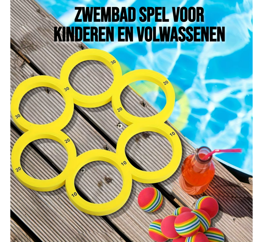 11-Delig Water Pong Zwembad Spel Rond - Werp Bal Vakantie Spel voor Kinderen en Volwassenen - Drijvend Strand Zee Bad Speeltje - Werpspel Ook Drankspel - 11 Delen