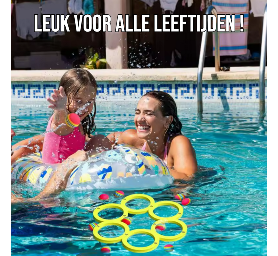 11-Delig Water Pong Zwembad Spel Rond - Werp Bal Vakantie Spel voor Kinderen en Volwassenen - Drijvend Strand Zee Bad Speeltje - Werpspel Ook Drankspel - 11 Delen