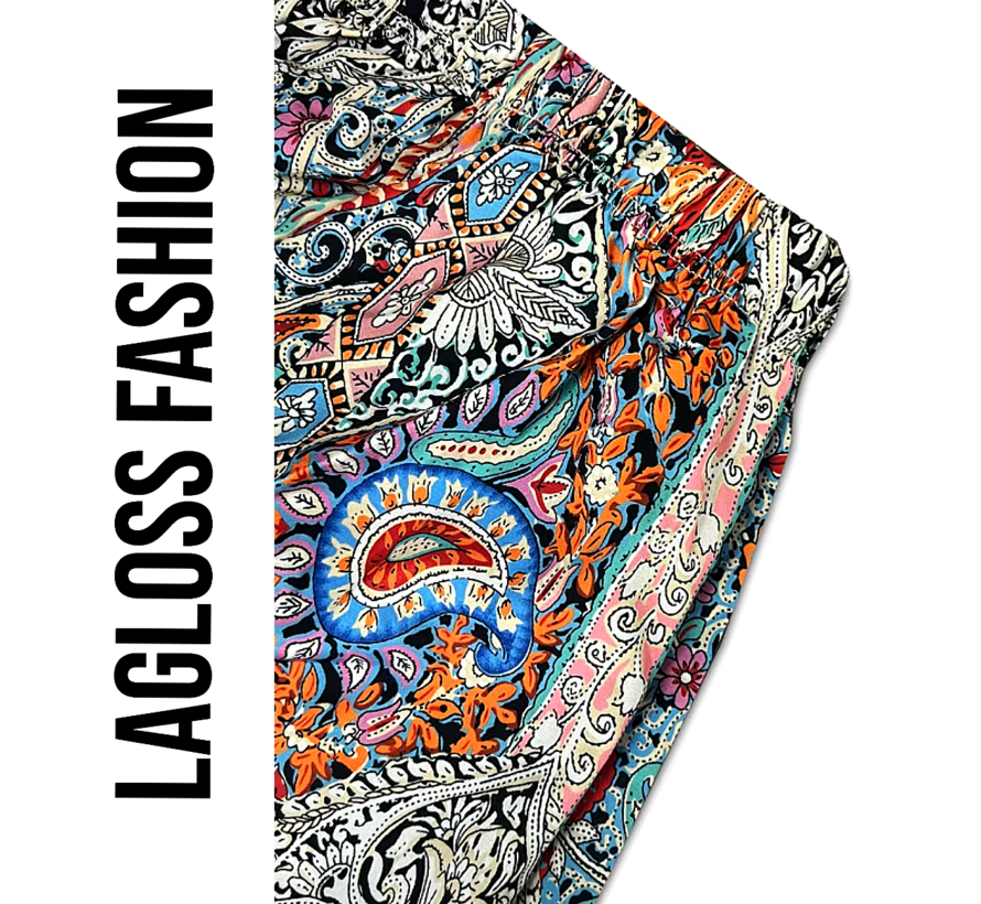 LaGloss® Paisley Dames Strand broek - Palazzo Broek – Bohemian Vakantiebroek – Casual – Maat M