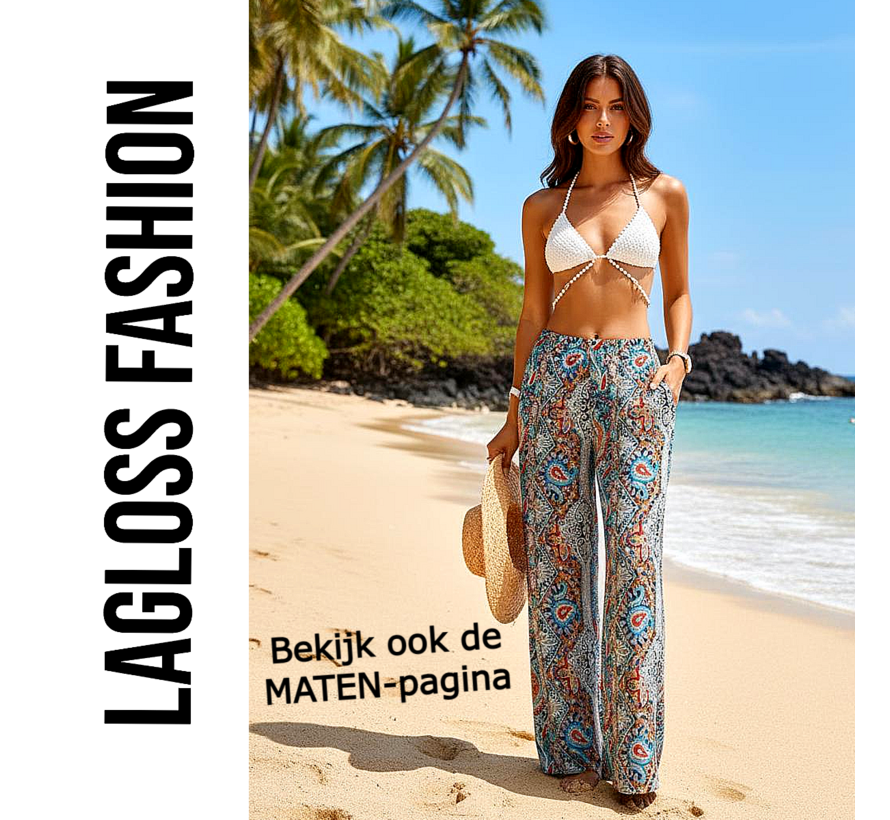 LaGloss® Paisley Dames Strand broek - Palazzo Broek – Bohemian Vakantiebroek – Casual – Maat L