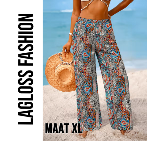 LaGloss LaGloss® Paisley Dames Strand broek - Palazzo Broek – Bohemian Vakantiebroek – Casual – Maat XL