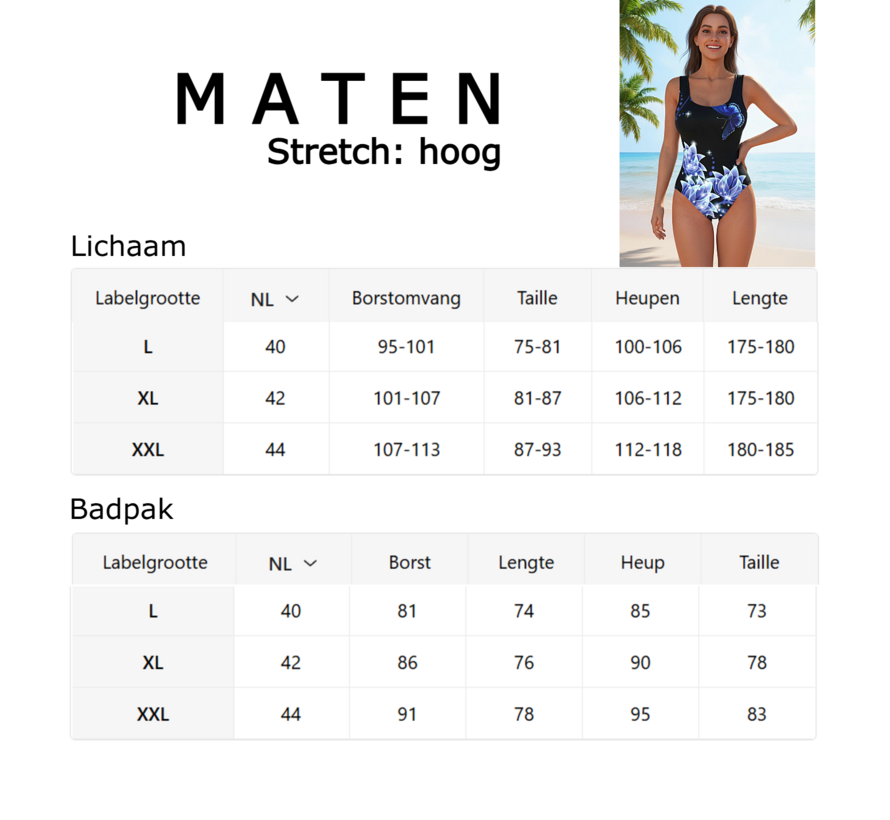 LaGloss® Eendelig Dames Badpak Blauw Vlinderprint – Zwempak met Uitneembare Cups – Beach Fashion – Strandmode – Maat XL