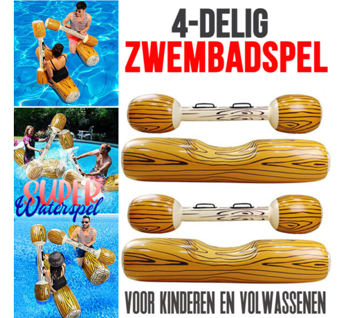 Allernieuwste.nl® SET Opblaasbaar Boomstam Zwembadspel 4-delig - Zwembad Spel - Strand Zee ZwembadSpeelgoed - Waterplezier - Vakantie - Tot 80 kg - 4 delig