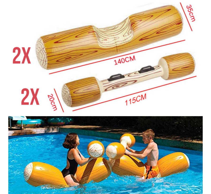 SET Opblaasbaar Boomstam Zwembadspel 4-delig - Zwembad Spel - Strand Zee ZwembadSpeelgoed - Waterplezier - Vakantie - Tot 80 kg - 4 delig