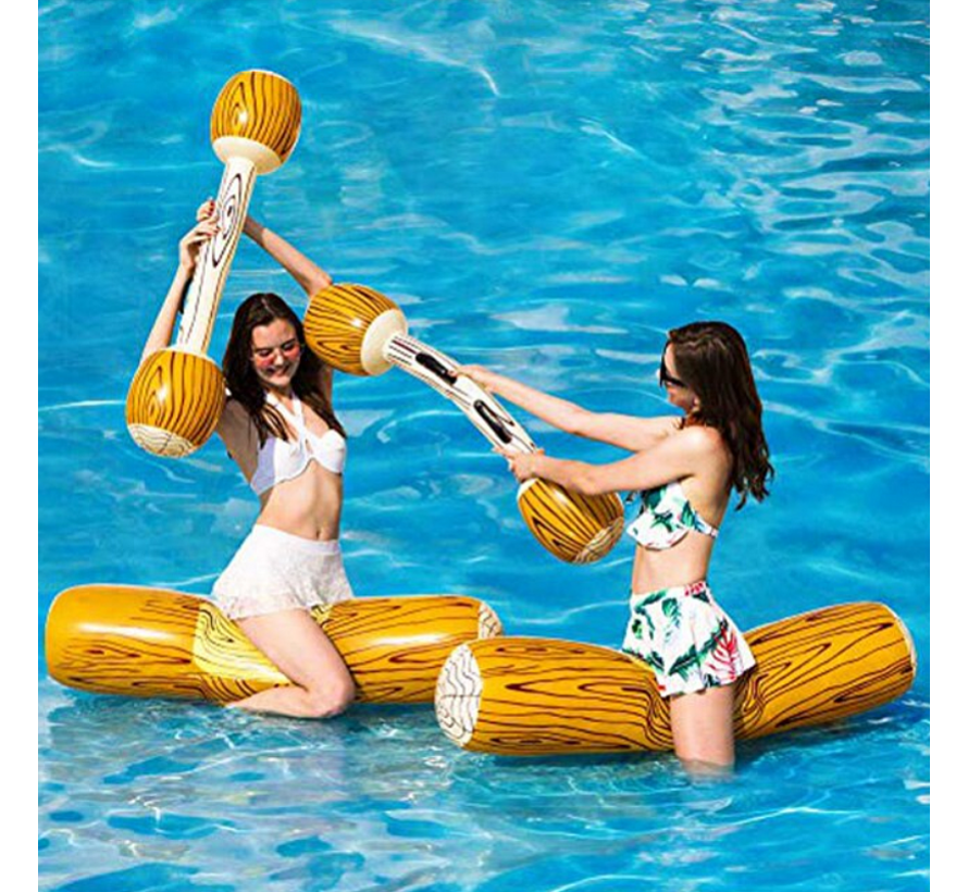 SET Opblaasbaar Boomstam Zwembadspel 4-delig - Zwembad Spel - Strand Zee ZwembadSpeelgoed - Waterplezier - Vakantie - Tot 80 kg - 4 delig
