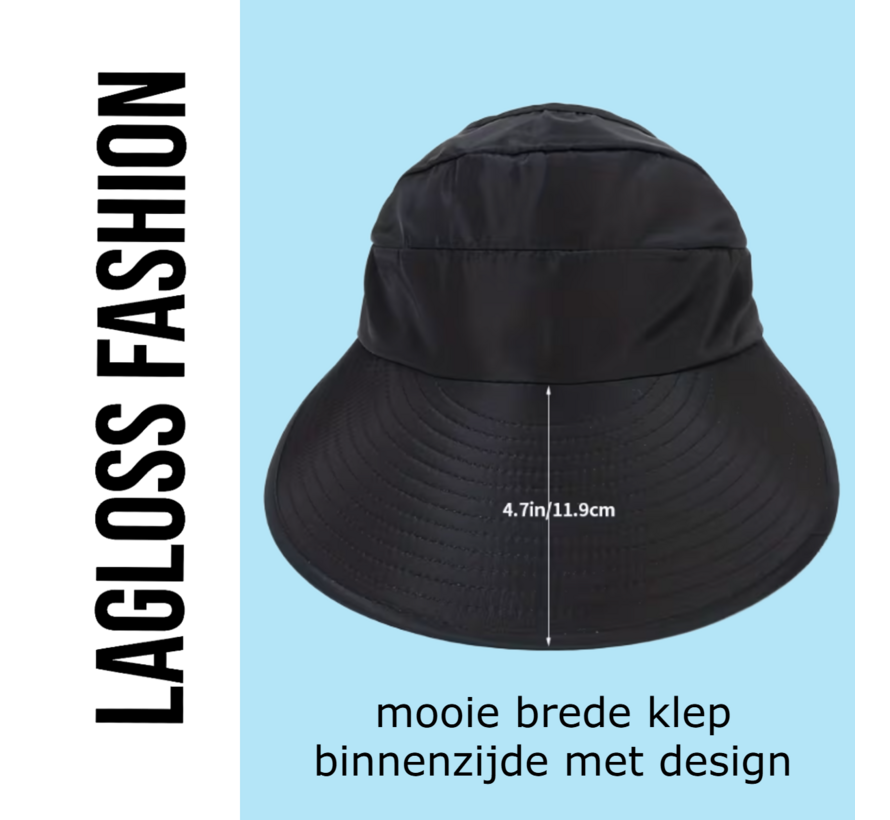 LaGloss® Opvouwbare Dames Beige Zonnehoed Pet met Brede Rand – UV Bescherming Hoed Outdoor & Strand