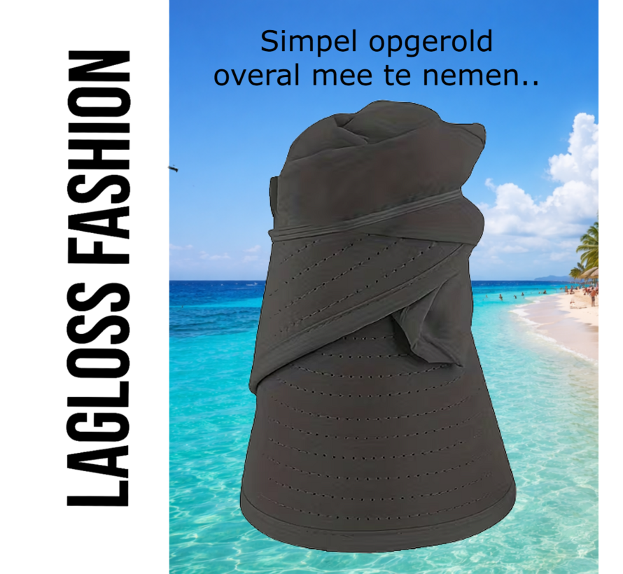 LaGloss® Opvouwbare Dames Beige Zonnehoed Pet met Brede Rand – UV Bescherming Hoed Outdoor & Strand