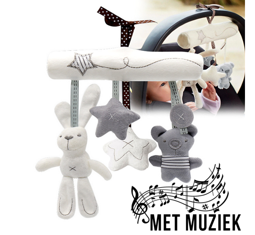 Allernieuwste® Muziek Pluche Knuffel Baby Mobile - Kinderwagen Box Buggy Knuffel - Multifunctioneel Kraamkado met Muziek en Geluiden