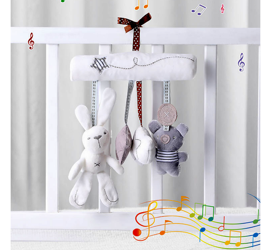 Allernieuwste® Muziek Pluche Knuffel Baby Mobile - Kinderwagen Box Buggy Knuffel - Multifunctioneel Kraamkado met Muziek en Geluiden