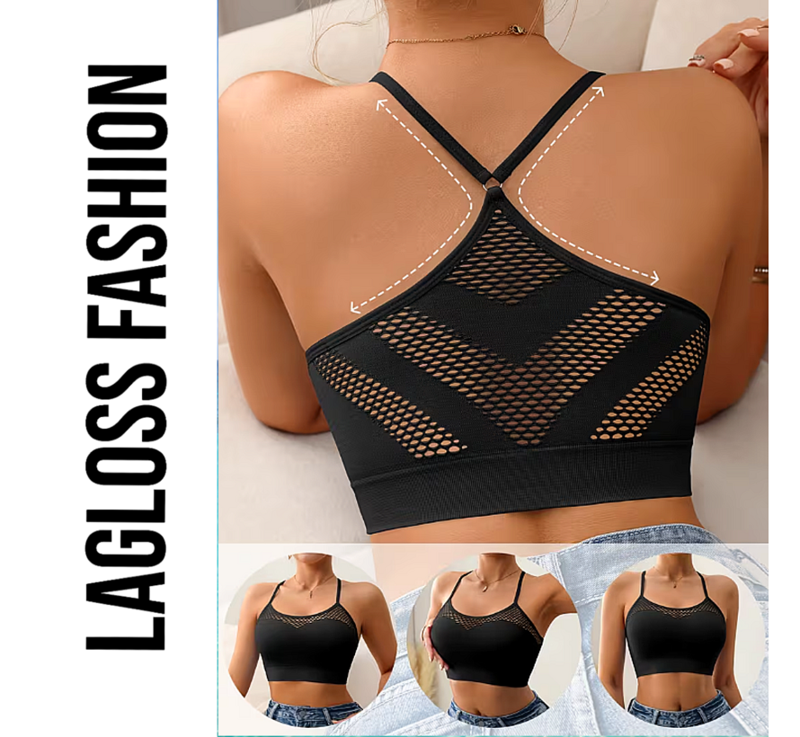 LaGloss® 2 Stuks Mesh Tanktops Zwart & Rood – Opengewerkt Festival Vakantie Top Dames Stretch – Ademend – Maat M