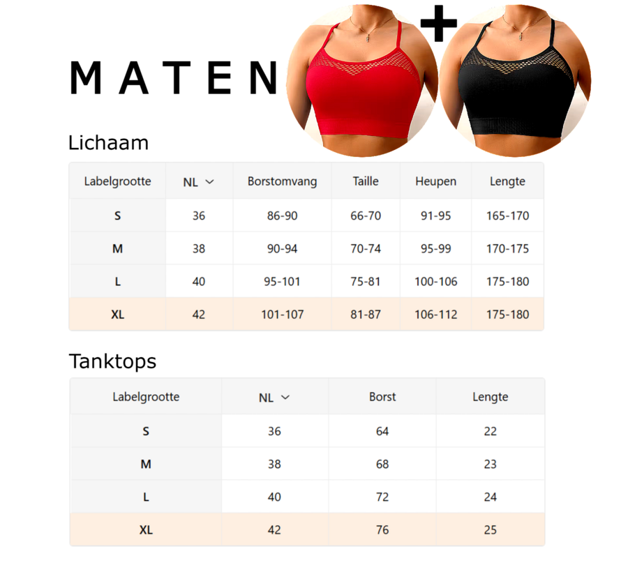 LaGloss® 2 Stuks Mesh Tanktops Zwart & Rood – Opengewerkt Festival Vakantie Top Dames Stretch – Ademend – Maat L