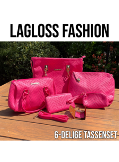 LaGloss 6-delige Tassenset Fuchsia Roze