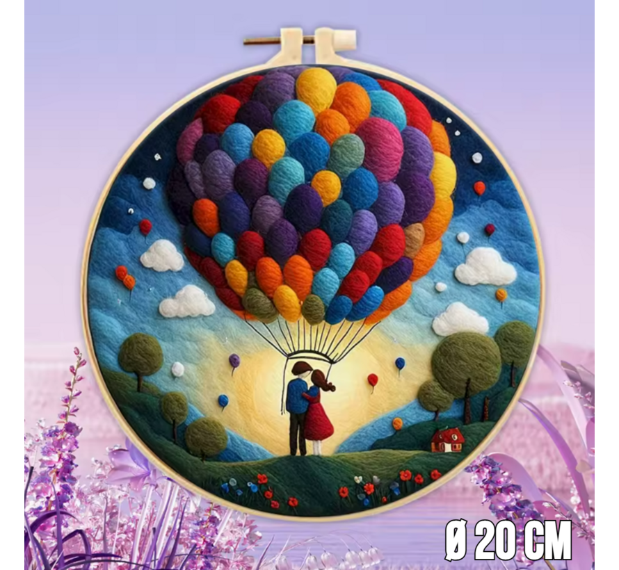 DIY Naaldvilt Wolvilt Pakket Romantisch Kleurrijke Ballon – Complete Starterset – Met Wol, Naalden, Borduurring & Handleiding – Creatief Hobbypakket voor Beginners & Gevorderden