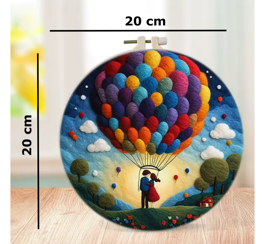 DIY Naaldvilt Wolvilt Pakket Romantisch Kleurrijke Ballon – Complete Starterset – Met Wol, Naalden, Borduurring & Handleiding – Creatief Hobbypakket voor Beginners & Gevorderden