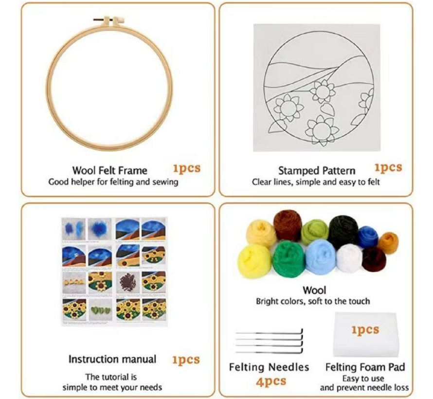 DIY Naaldvilt Wolvilt Pakket Romantisch Kleurrijke Ballon – Complete Starterset – Met Wol, Naalden, Borduurring & Handleiding – Creatief Hobbypakket voor Beginners & Gevorderden
